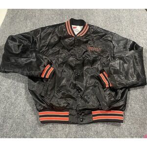Vintage Satin Giants Jacket Mens Extra Large Swingster MLB Black Snap USA SF